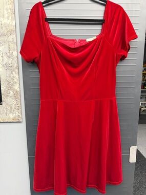 GB girls Red Velvet Cowl-Neck Mini Dress